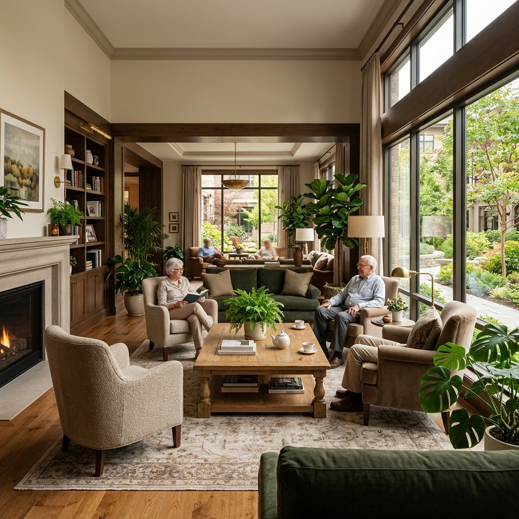 Elegant and comfortable senior living space interior